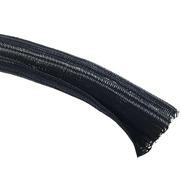 Hook Self Closing Braided Wrap Sleeving- 1/8 X 50ft- Black